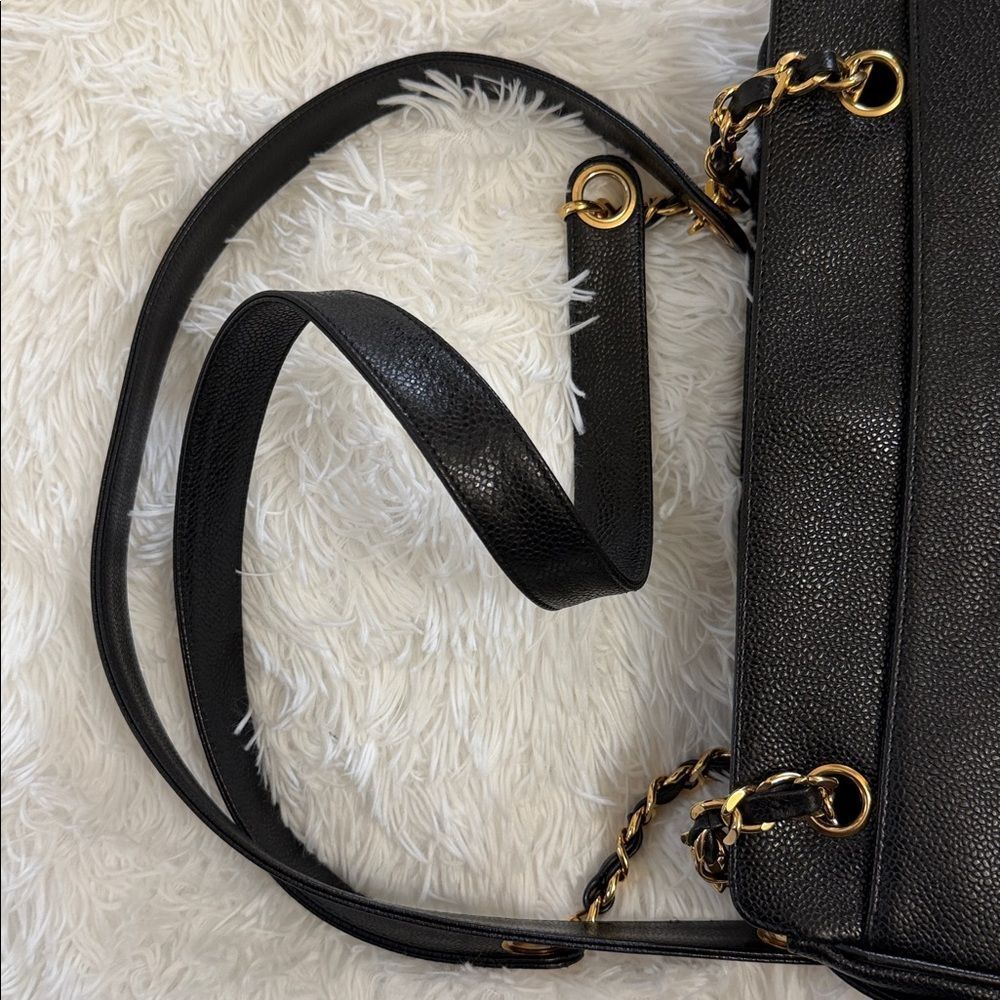 Authentic Chanel Triple CC Black/Gold Caviar Leather Chanel Shoulder Bag. - Picture 15 of 17